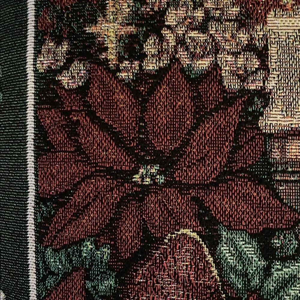 Holiday Decorative Pillow with Candle and Poinsettia Design